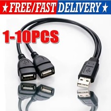USB 2.0A Male To 2Dual USB Female Jack Splitter Hub Power Cord Adapter Cable lot