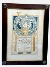 RARO DIPLOMA REGIA MARINA MEDAGLIA RICORDO DELLA GUERRA EUROPEA 1914-18 CORNICE