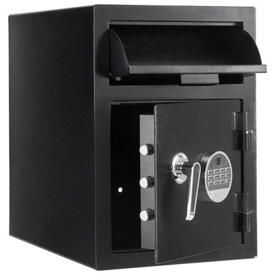Uimoso 1.2 Cubic Feet Secure Drop Box with Dual Compartments and Black Finish