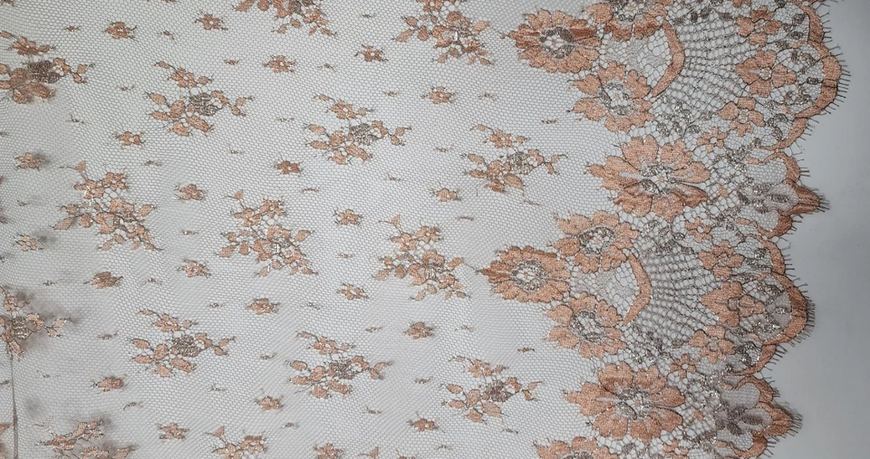 Darquer Calais French Lace – 4.5 Yards x 36” Rose Copper Pink Gold Accent Silver - Image 4 of 4