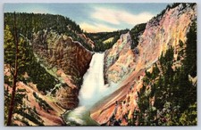 Vintage Wyoming Postcard Yellowstone Great Falls Union Pacific RR