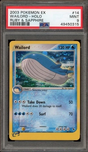 Pokemon Wailord EX Ruby & Sapphire Holo Rare #14 PSA 9 Mint
