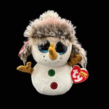 New w/ Tags Ty Beanie Boos 6" BUTTONS the Snowman Plush in Trapper Hat Xmas 2018