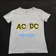 AC/DC 1981 Tour Gray Short Sleeve Cotton Blend T-Shirt Youth S
