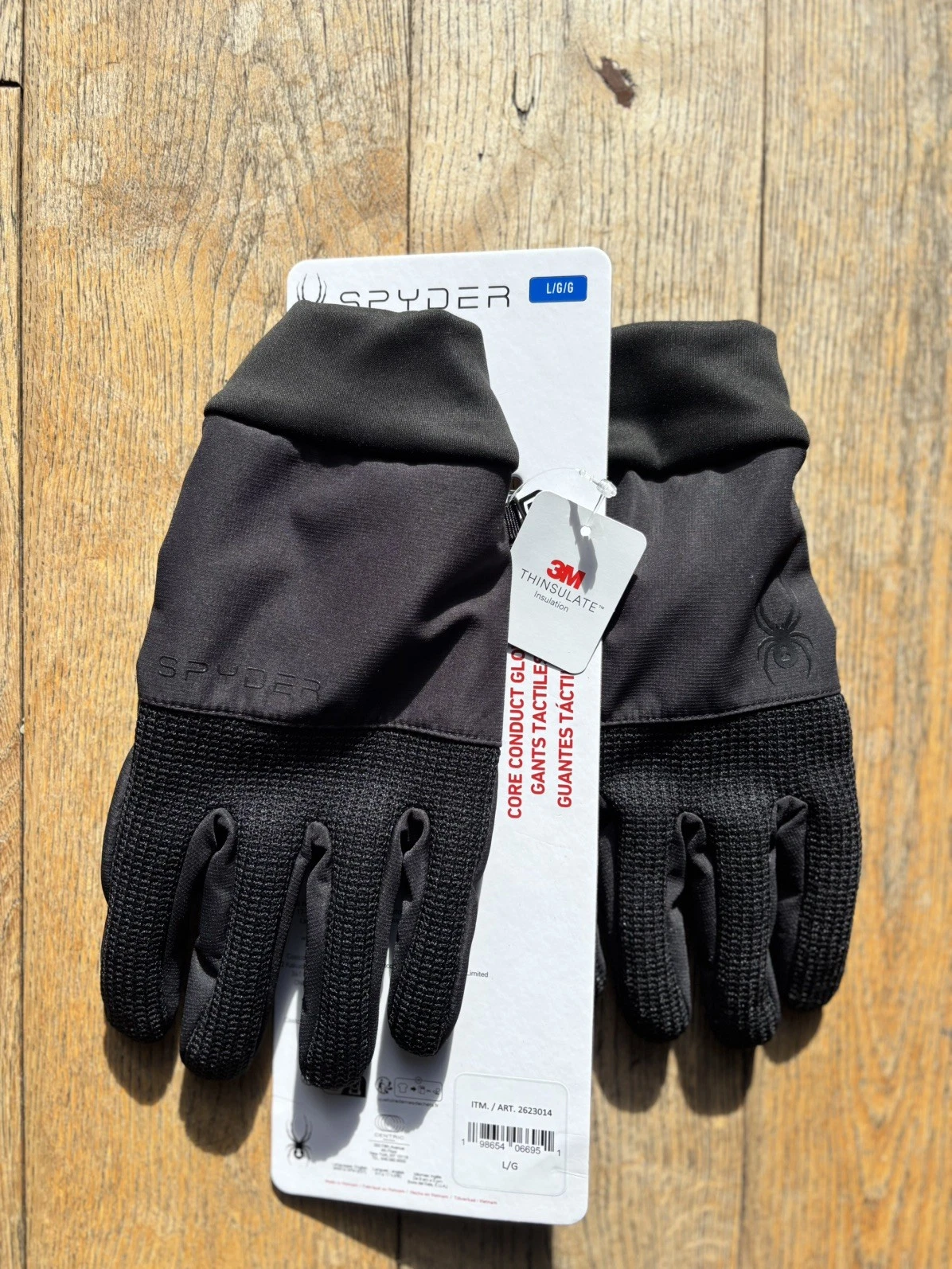 Spyder Core Conduct Gloves Touchscreen compatible Black 3M Thinsulate in Large