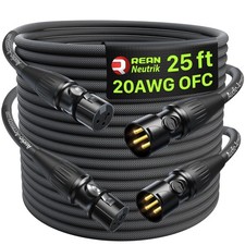 XLR Cables 25ft 2 Pack, 20 AWG, Kevlar-Reinforced Nylon Braided Microphone Ca...