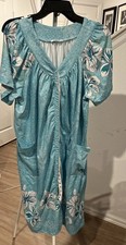 Ekouaer Polyester Blend Nightgown Blue floral print Lounge Wear Size XL