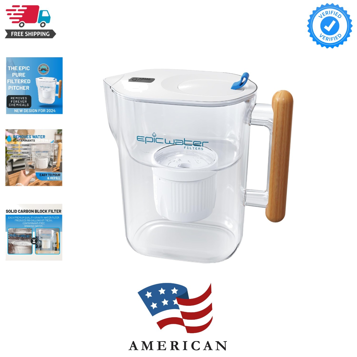 Pure Filter Pitchers for Drinking Water, 10 Cup 150 Gallon F