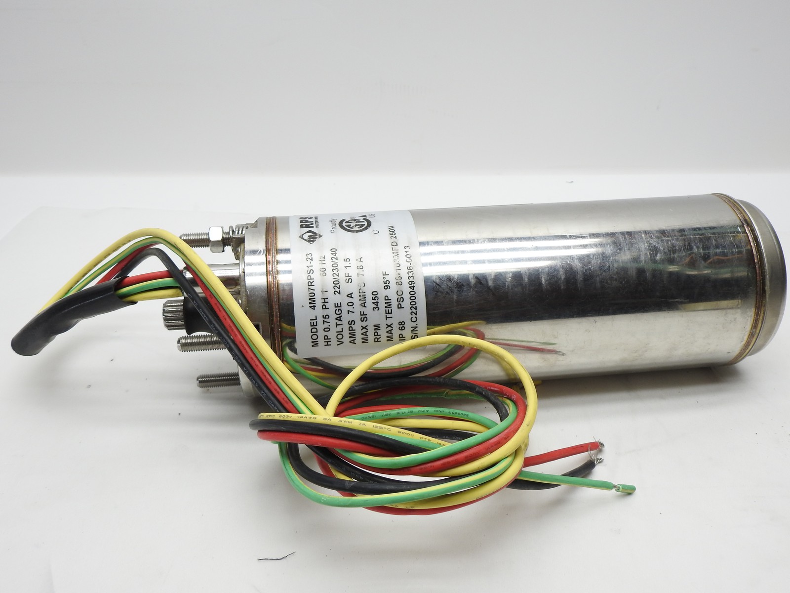 RPS 4M07RPS1-23 3/4 HP 230V 1PH Submersible Well Pump Motor NEW