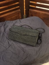 Vintage Beaded Lord and Taylor Black Clutch with Crossbody Strap