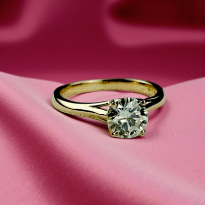 1Ct-Round-CutMoissanite-14KVermeil Gold finish-Engagement-Wedding