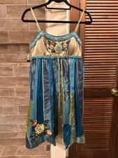 Sue Wong embroidered floral multicolor silk empire dress garden fairy nymphet 6