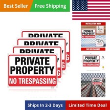 Reflective No Trespassing Signs 4 Pack 7x10 Aluminum Warning Property Security