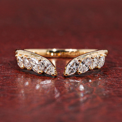 2Ct Marquise Simulated Diamond Women's Bypass Curved Ring 14k Yellow Gold Plated