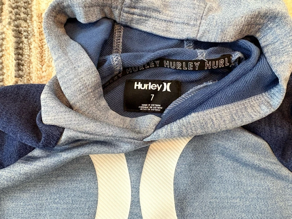 男孩尺寸 7 Hurley 蓝色标志连帽运动衫轻便 — 第 3/3 张图片