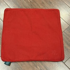 Ralph Lauren Red LRL Embroidered Logo Throw Pillow Cover 22x22 Cotton A