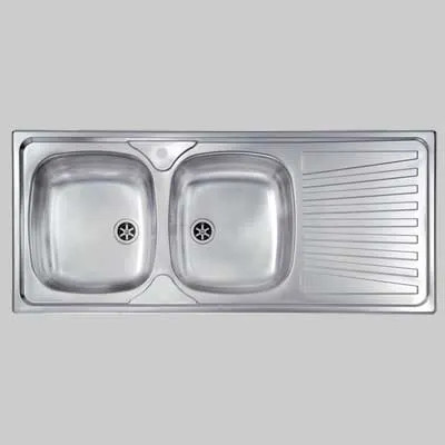 Lavello inox 2 vasche incasso c/gocciolatoio - 116 X 50 Dx