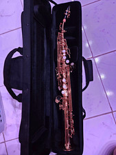 Bb Soprano Saxophone Gold Lacquered Finish Brass Body w/ Hard Case