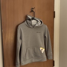 Champion Youth Pullover Hoodie Gray Long Sleeve Crew Neck Logo S 7/8 MPN 1935628