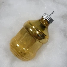 Shiny Brite Lantern Barrel Gold Glass Water Jug Bottle Christmas Ornament Unique