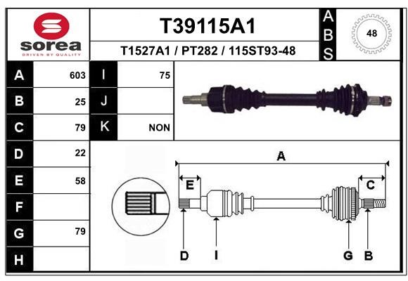 EAI Antriebswelle Vorne Links FüR Peugeot 206 CC 2D 2A/C 2E/K T39115A1-image