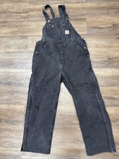 Carhartt Overalls Mens 38x30 Black Duck Bib Carpenter Double Knee Work