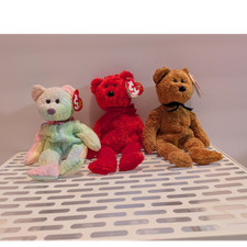 Ty Beanie Babies Groovy, Sizzle, Fuzz Retired Teddy Bears Lot of 3 With Tags