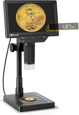 TOMLOV 7'' Digital Microscope 200X w/ Weighting Scale for Coin Collectors Jeweler