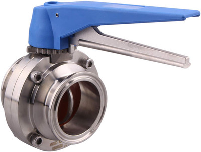 Butterfly Valve with Blue Trigger Handle Stainless Steel 304 Tri Clamp Clover (2