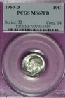 1950 D PCGS MS67FB ROOSEVELT DIME #B52327