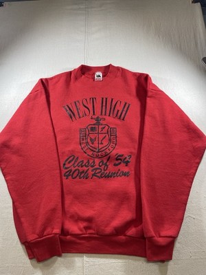 Fruit of The Loom Vintage 90s Screwneck Sweater Size XL Made USA Red Rockford IL