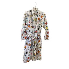 Vintage Joe Boxer Robe Mens One Size White Novelty Pop Art Appliance Print USA
