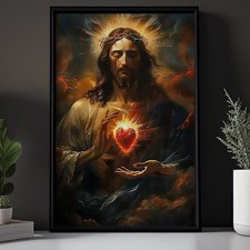 Cuore astratto di devozione, dipinto di Gesù, decorazione arte da parete Dio