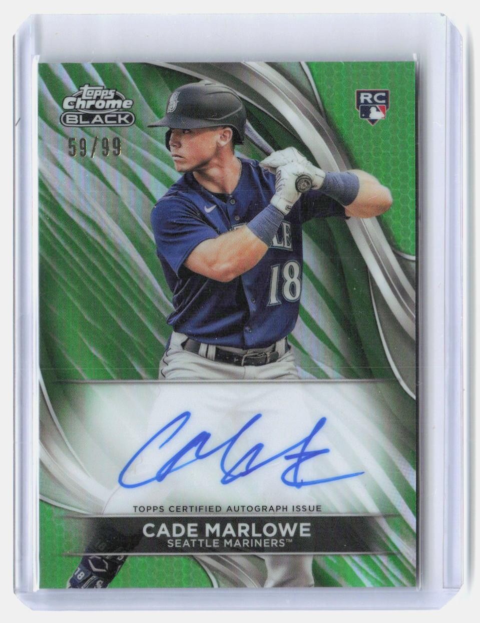 2024 Topps Chrome Black #CBA-CMA Cade Marlowe Autographs Green Refractor #/99