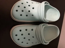 Crocs Size 9 Women's Size 7 Men's, Teal & White