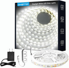 White LED Strip Light, 20 Ft Dimmable Bright Rope Lighting, 6500K 24V