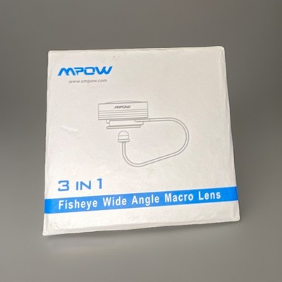 MPOW 3 in 1 Fisheye Wide Angle Macro Lens Clip Set White Black