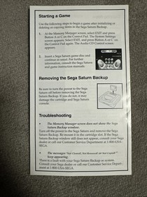 Sega Saturn Backup RAM Memory Cartridge OEM Authentic Tested/Working Instruction