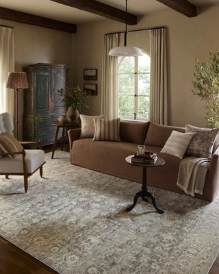 Area Rug 7 10 x Rectangular Slate Beige Loloi Honora HON-02 Amber Lewis