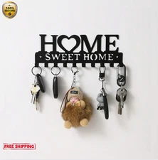 1pc Wall Key Holder Rack: Black Metal Hook for Coats, Hats, Entryway - NEW