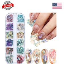Abalone Seashell Nail Art Sequins, 3D Irregular Thin Nail Art Glitter Flakes ...