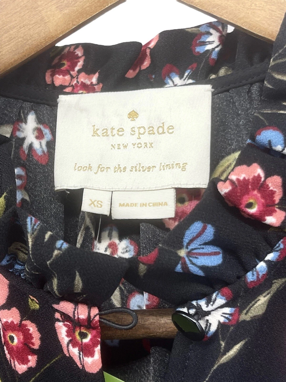 Abito Kate Spade donna X Small nero senza maniche vita smock selvaggio prato