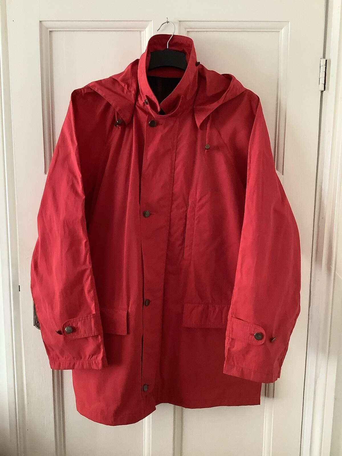 VINTAGE PRINGLE CLASSIC 1815 ITALY MENS RED LIGHTWEIGHT HOODED JACKET ANORAK L