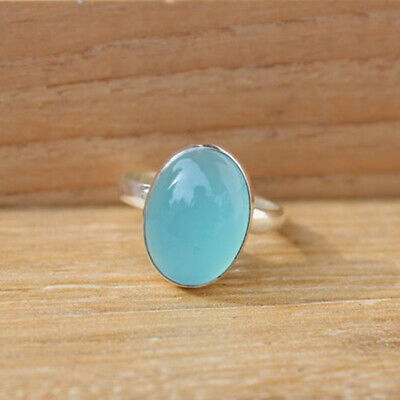 Details about   925 Sterling Silver Natural Oval Aqua Chalcedony Gemstone Ring Gift For Her 