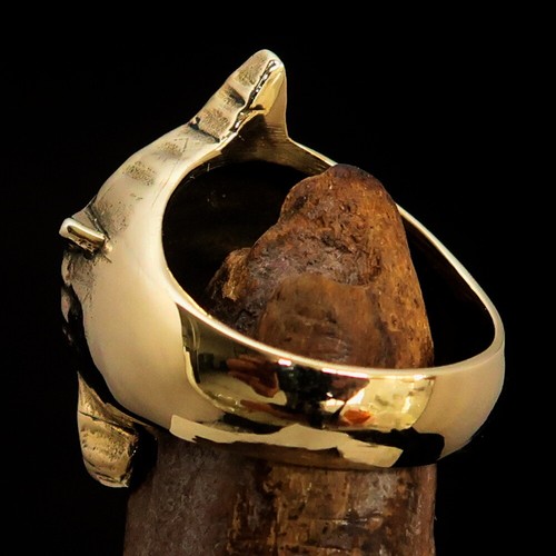 MENS BRASS COSTUME REBEL BIKER RING ANARCHY SYMBOL BIG LETTER A RED SIZE 15 - Picture 4 of 7