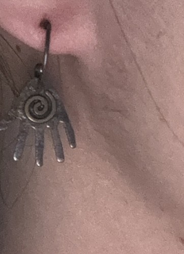 Sterling Silver 925 Healing Hands Symbol NA Earrings Signed - Picture 3 of 5