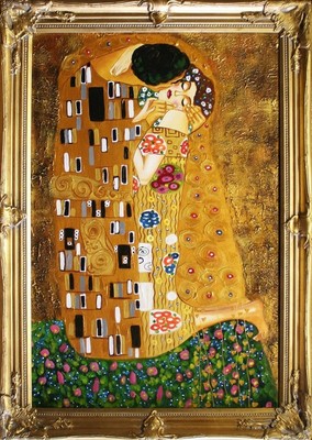Gustav Klimt - Der Kuss - 64x84cm Ölgemälde Handgemalt Leinwand
