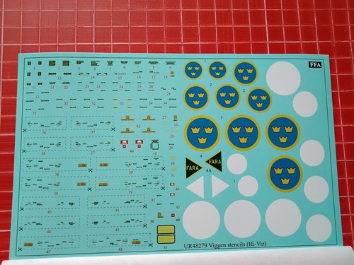 UpRise Decals UR48279 - SAAB XX37 Viggen HI-Viz stencils with insignia 1/48 - Picture 2 of 5