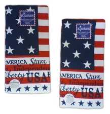 Set of 2 PATRIOTIC AMERICAN FLAG Terry Kitchen Towels by Kay Dee Designs