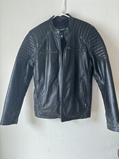 Black Rivet Mens Black Genuine Leather Moto jacket size M